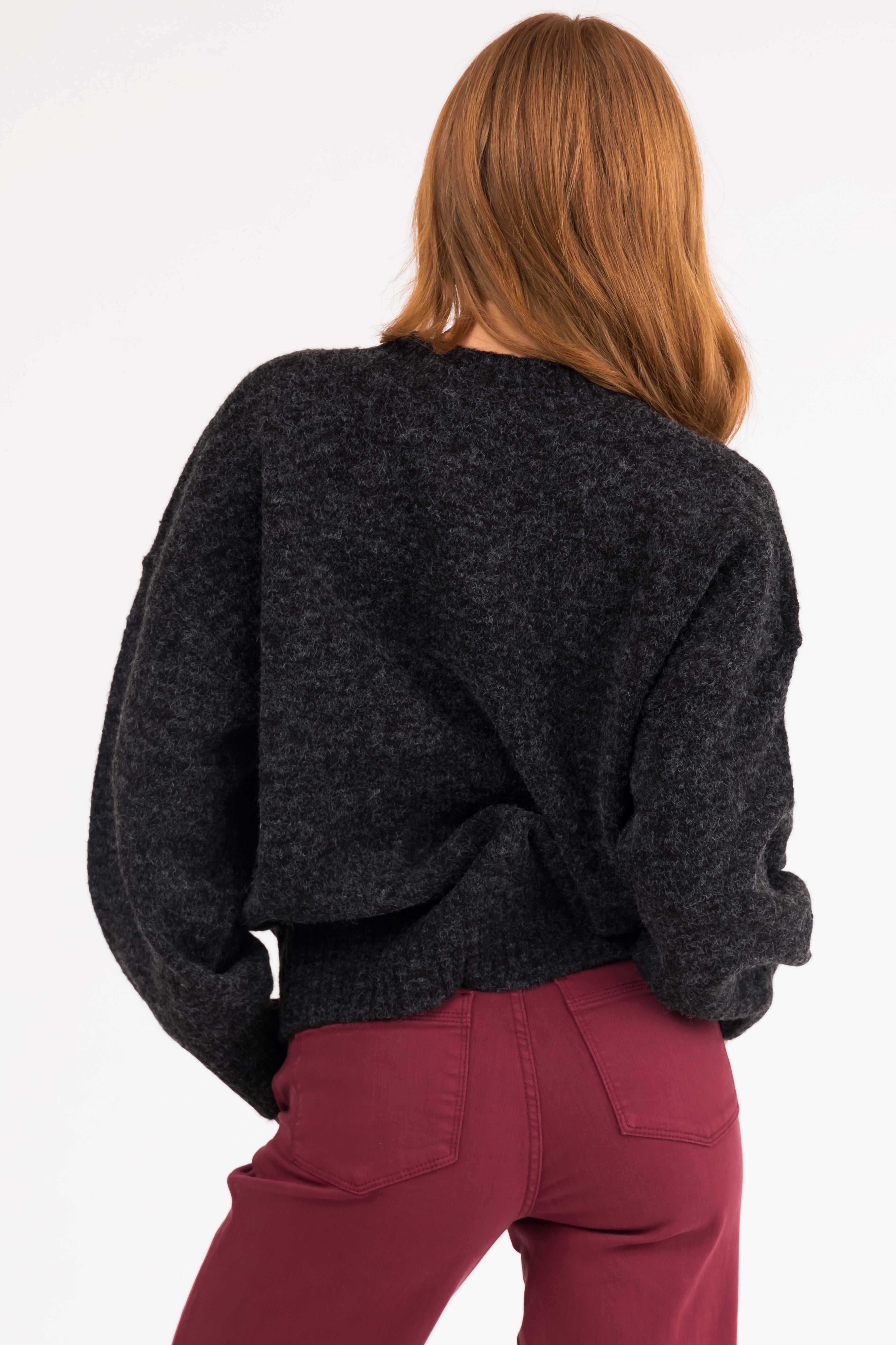 Black Long Sleeve High Neck Knit Sweater