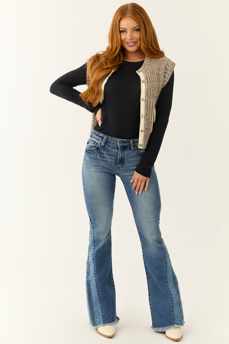 Black Long Sleeve Soft Ribbed Knit Top