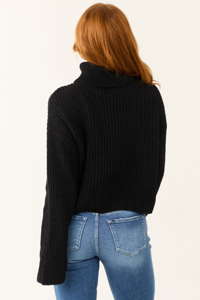 Black Long Sleeve Turtleneck Chunky Sweater