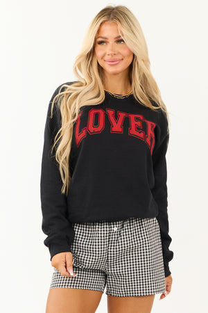 Black 'Lover' Graphic Long Sleeve Sweatshirt