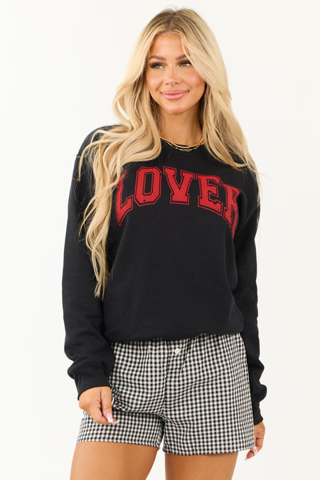 Black 'Lover' Graphic Long Sleeve Sweatshirt