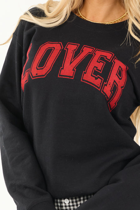 Black 'Lover' Graphic Long Sleeve Sweatshirt