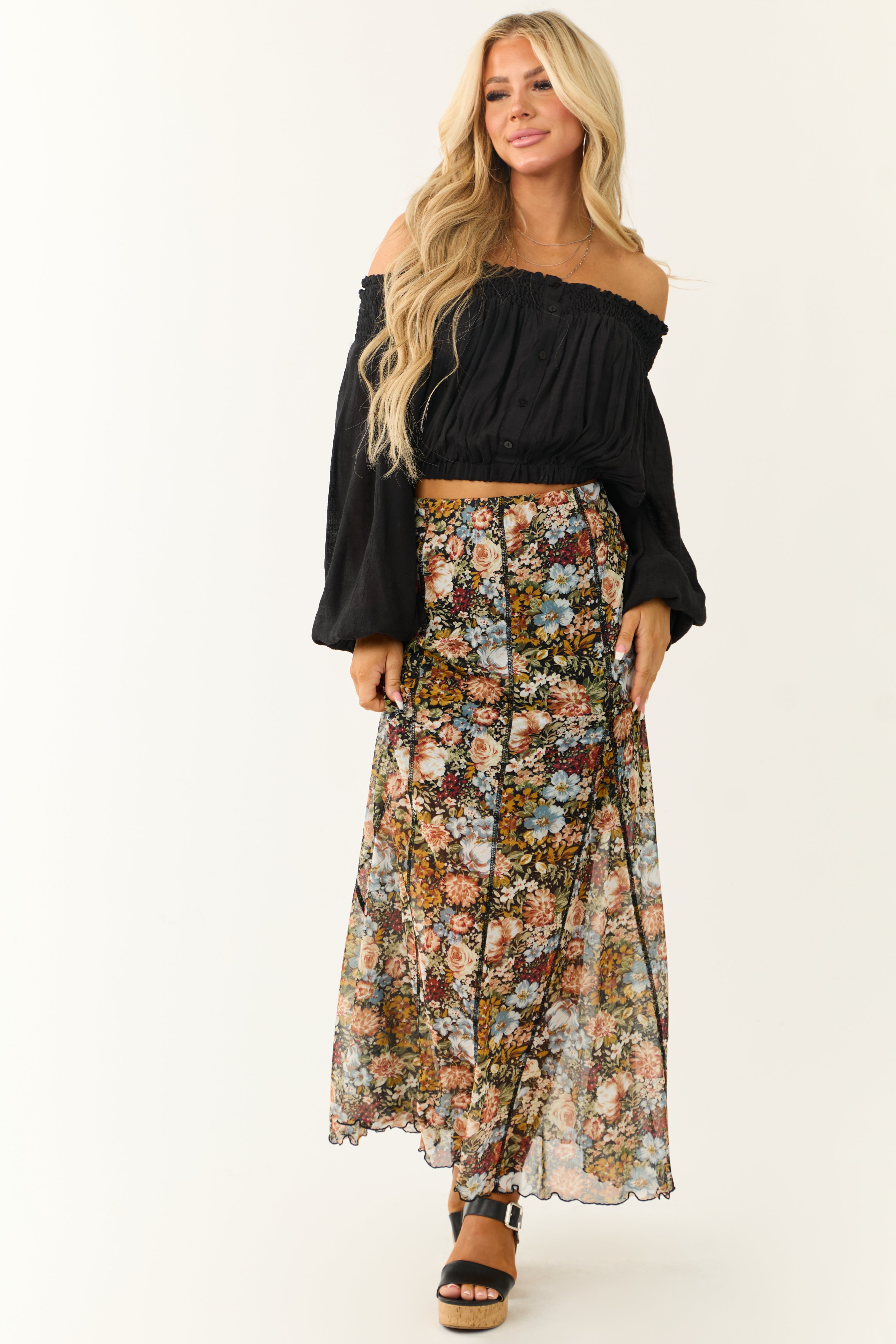 Mesh overlay maxi skirt hotsell