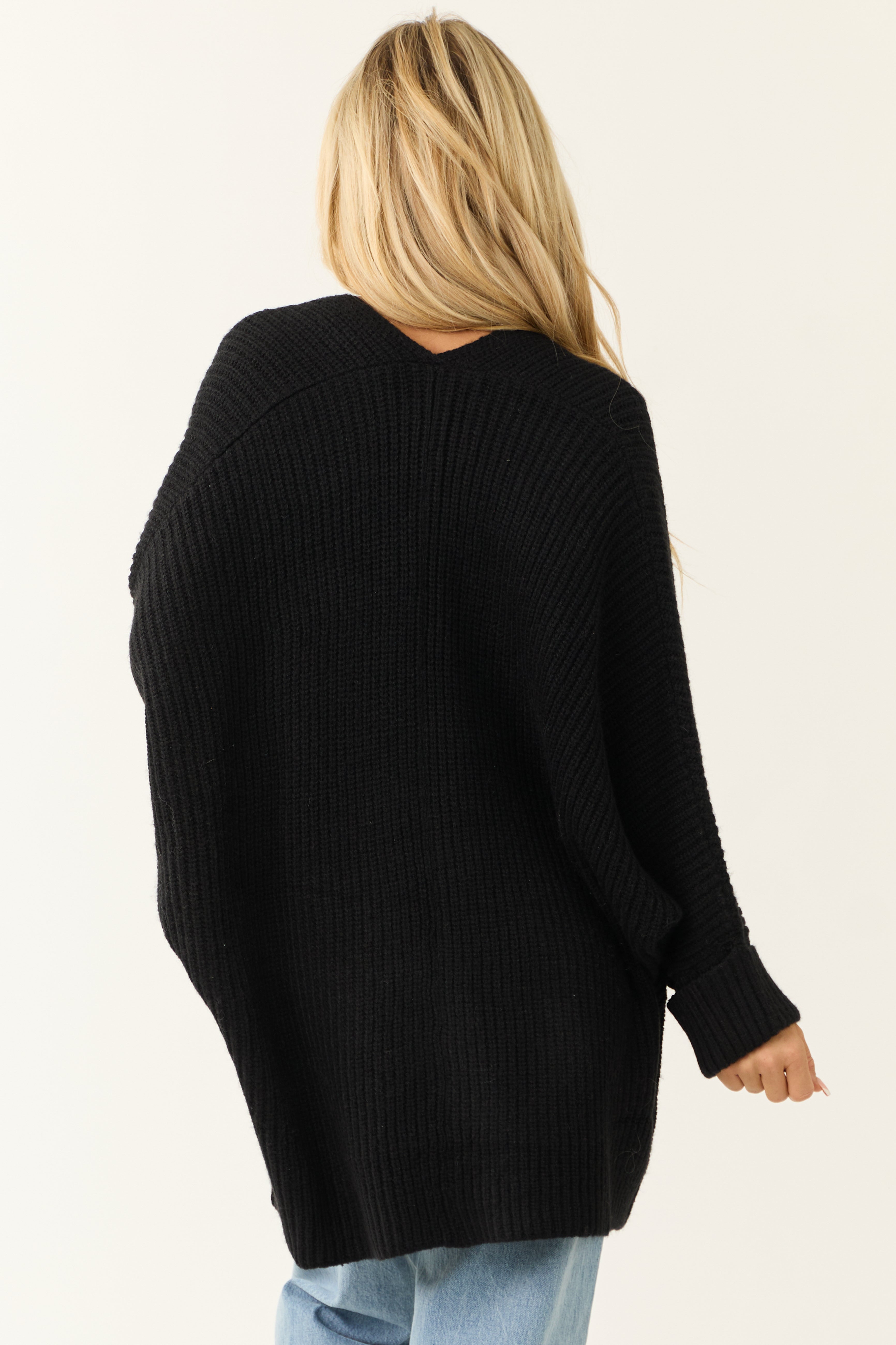 Oversized knit cardigan black hotsell