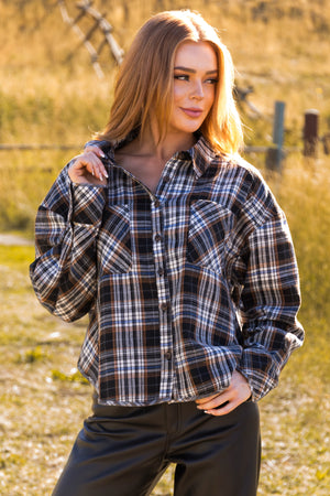 Black Plaid Double Chest Pocket Soft Flannel