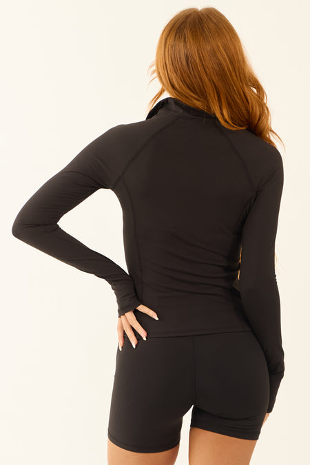 Black Quarter Sleeve Workout Long Sleeve Top