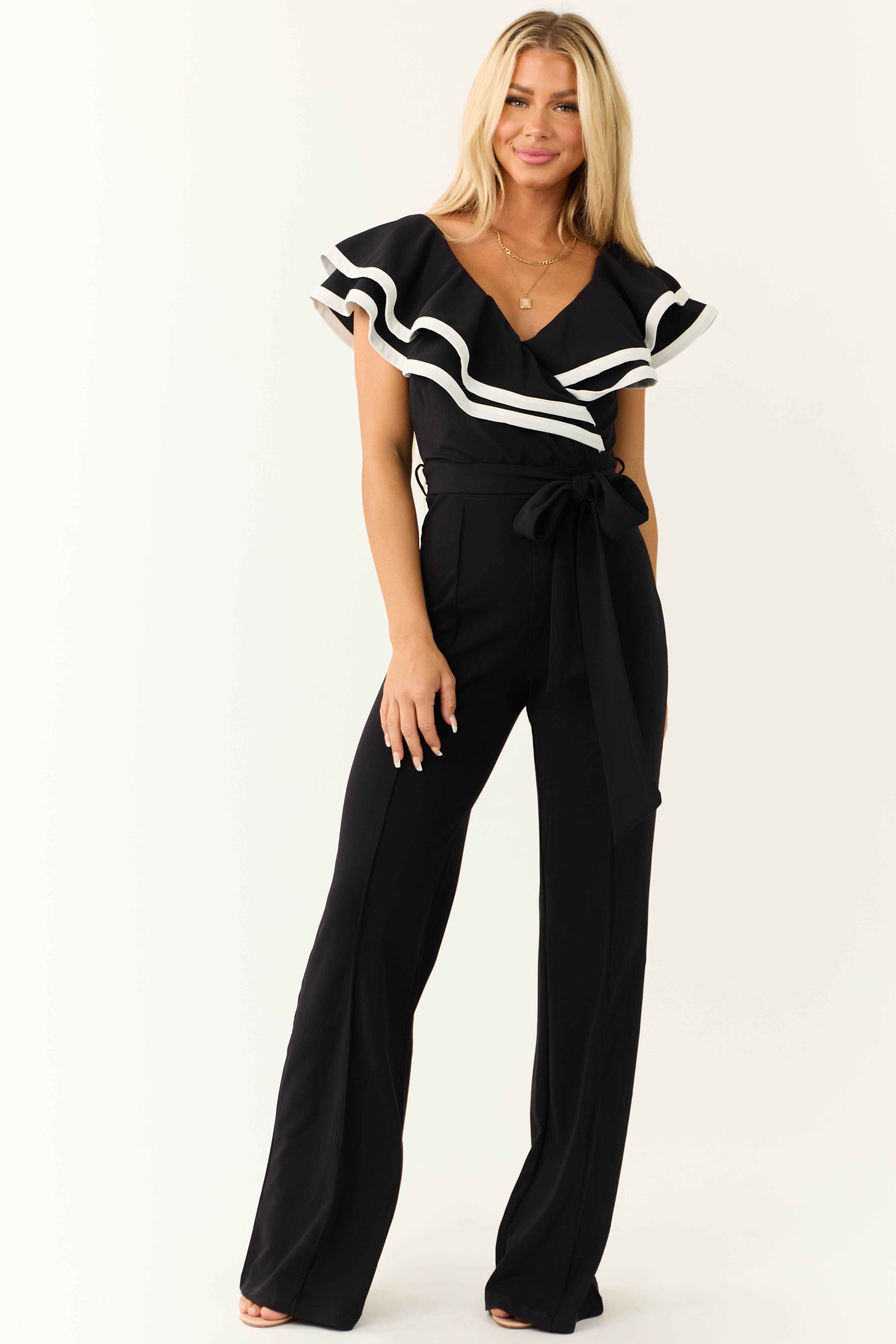 Ruffle trim jumpsuit online