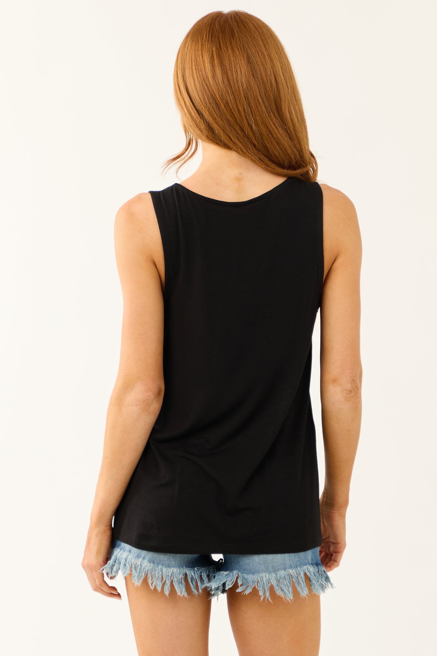 Black Scoop Neck Studded Knit Tank Top