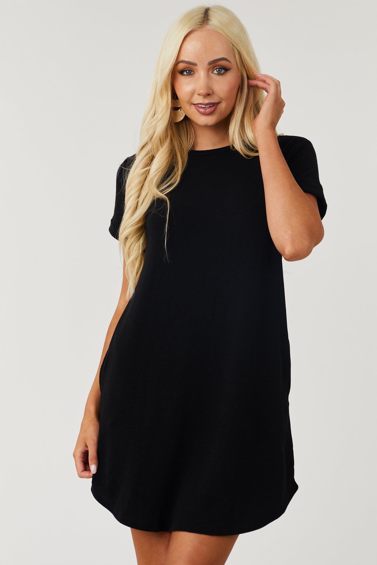 Black Short Sleeve Tee Shirt Mini Dress | Lime Lush