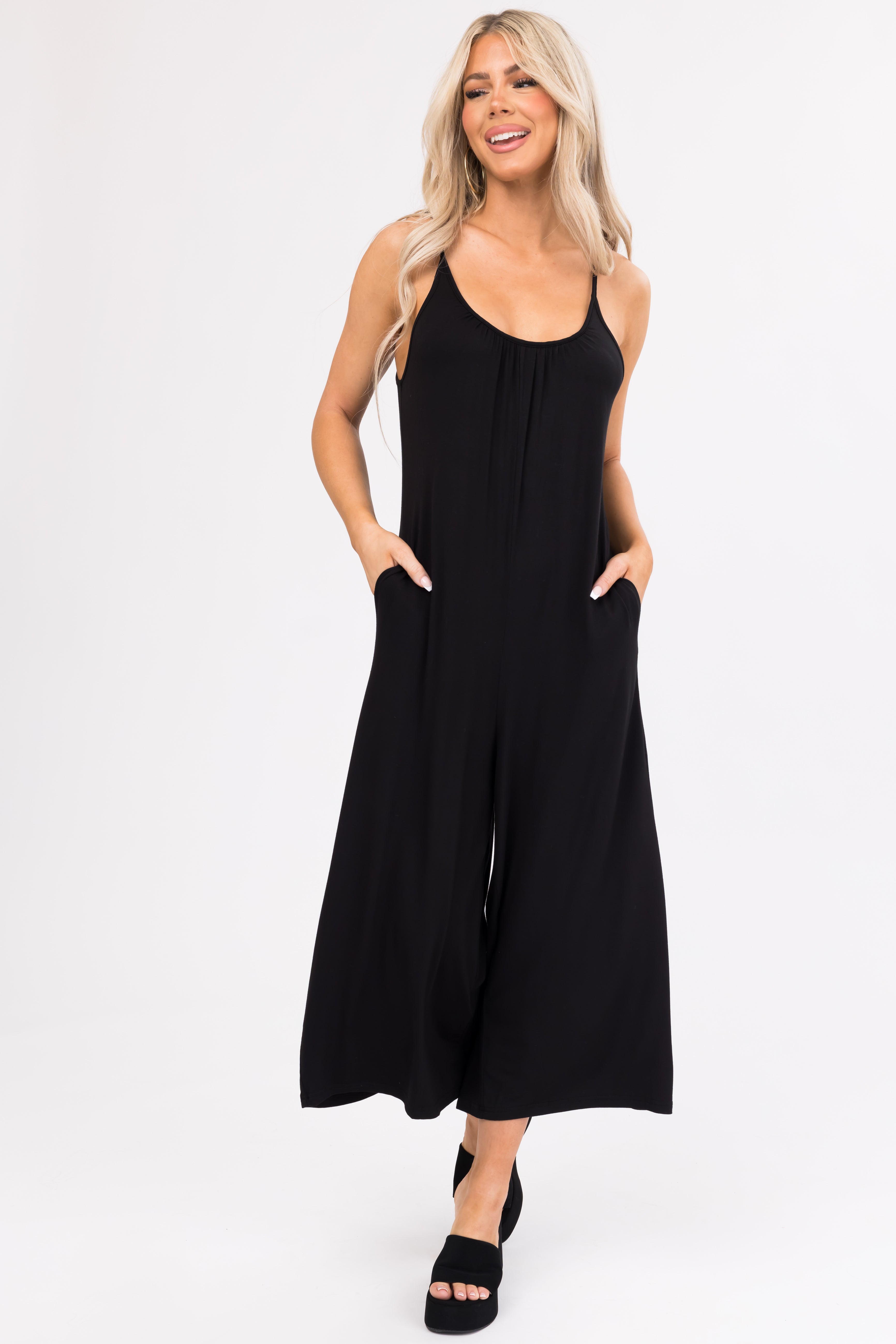 Black Sleeveless Loose Fit Soft Jumpsuit