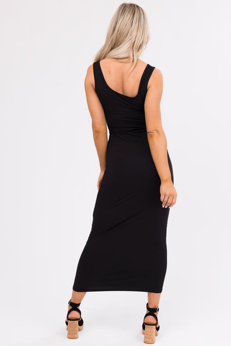 Black Sleeveless Soft Knit Maxi Dress