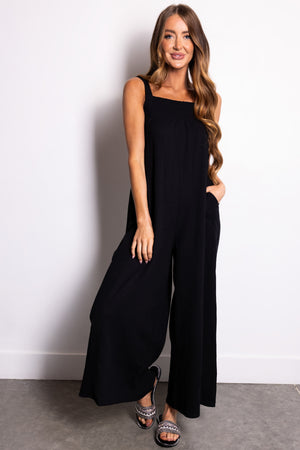 Black Sleeveless Wide Leg Jumpsuit