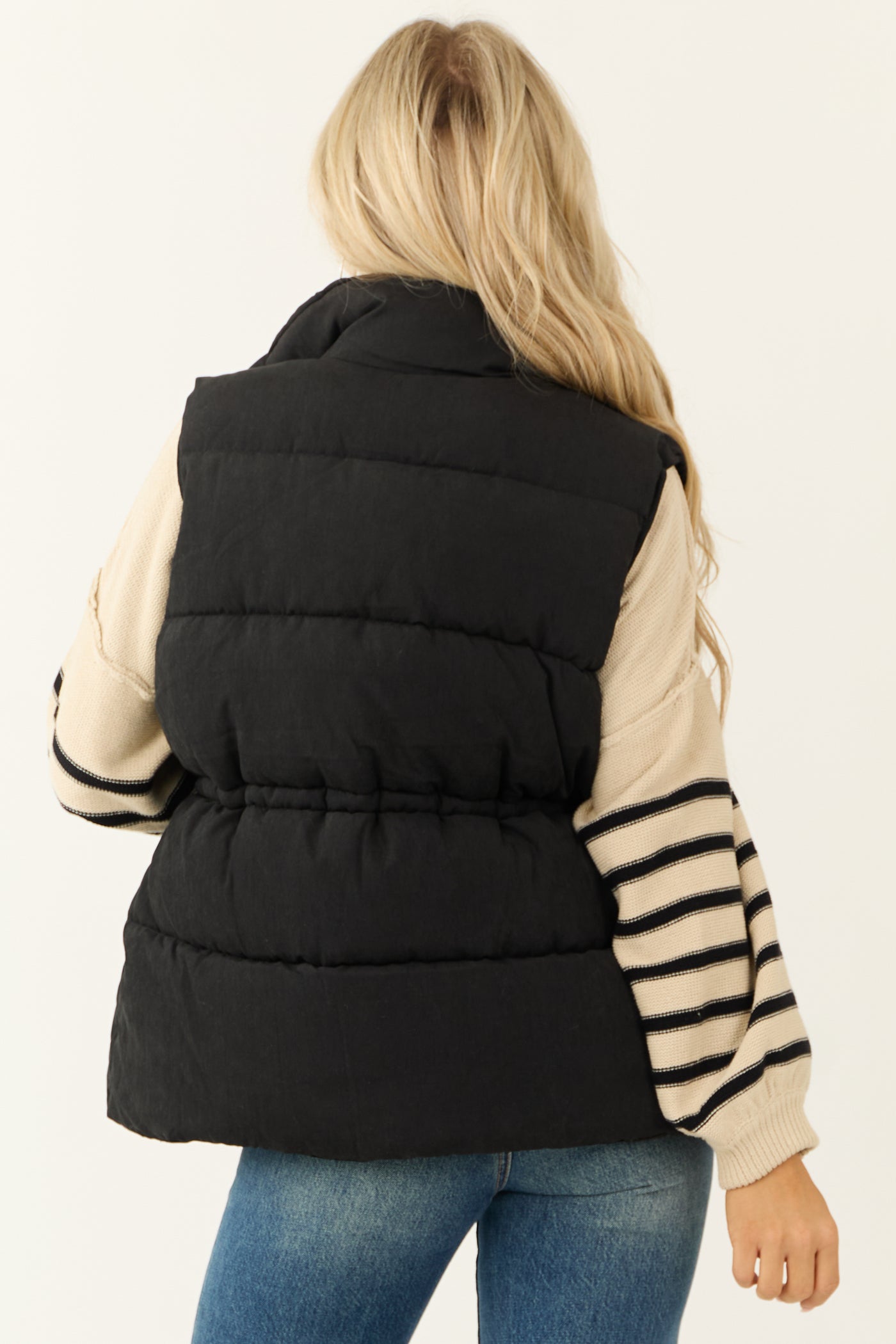 Black Soft Quilted Oversized Puffer Vest