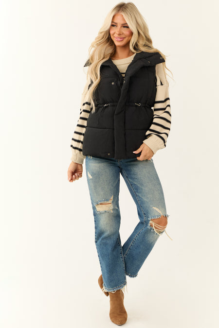 Black Soft Quilted Oversized Puffer Vest