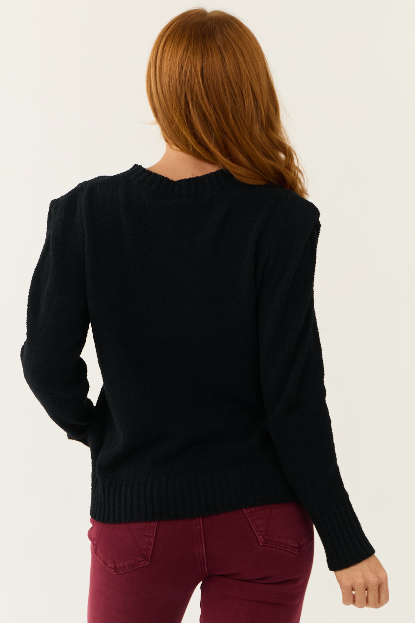 Black Super Soft Defined Shoulder Sweater