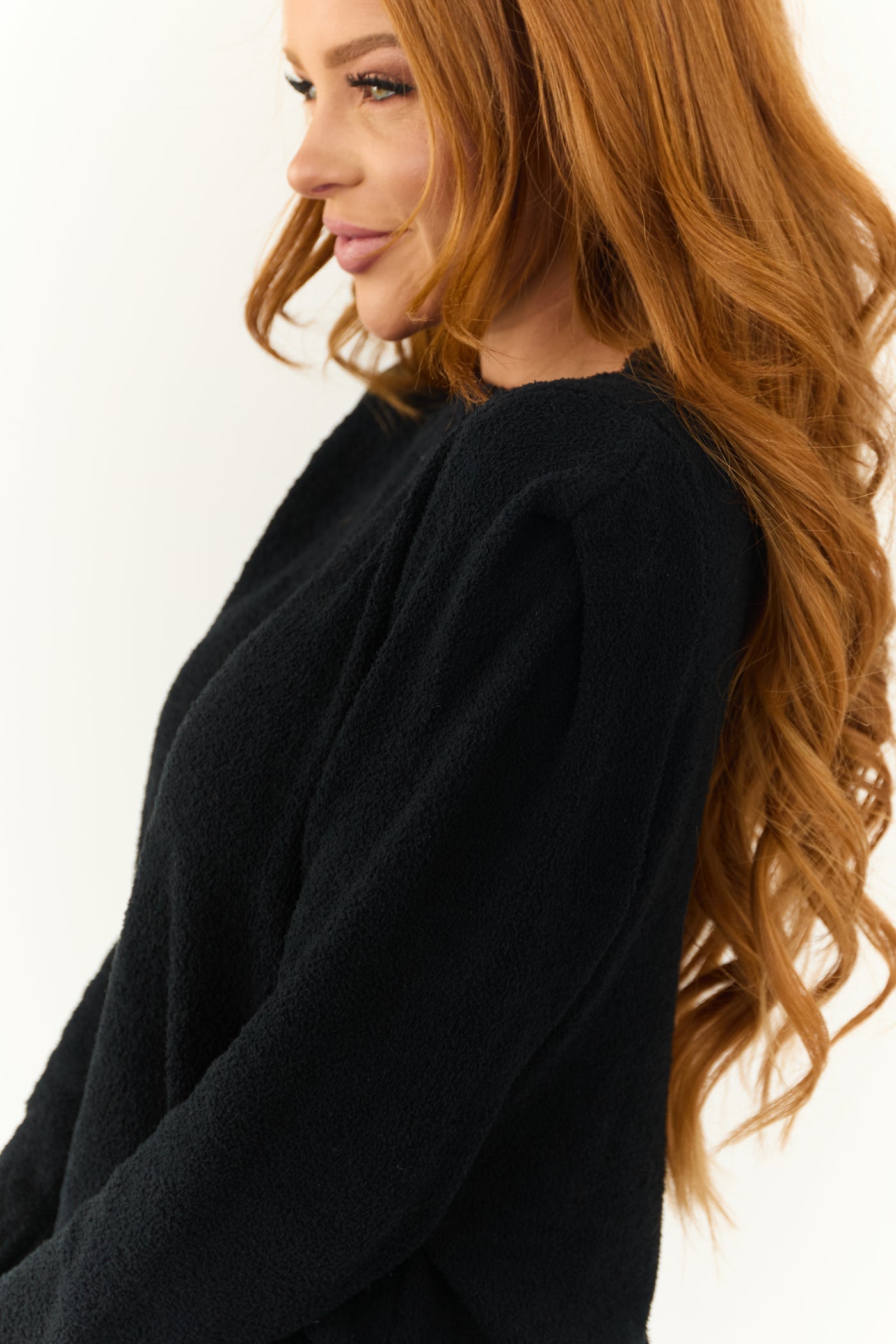 Black Super Soft Defined Shoulder Sweater