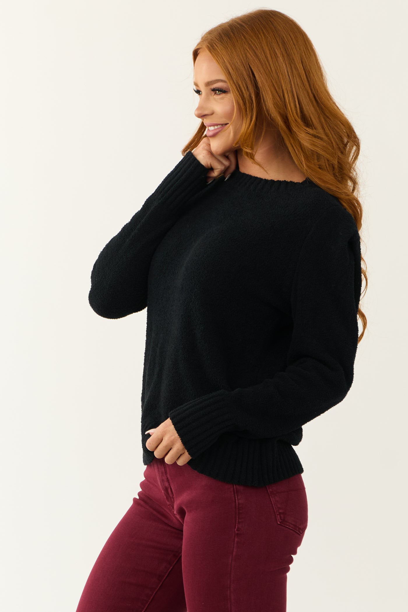 Black Super Soft Defined Shoulder Sweater