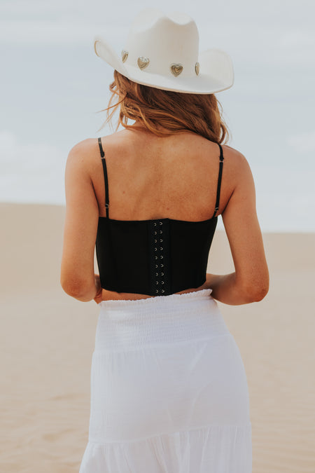 Black Sweetheart Neckline Lace Corset Crop Top