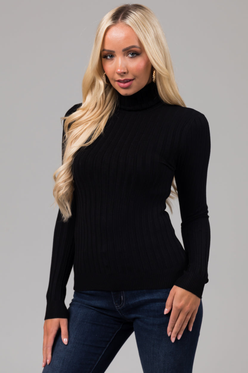 Black Turtleneck Long Sleeve Knit Sweater