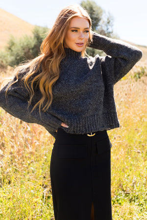 Black Two Tone Distressed Hem Sweater