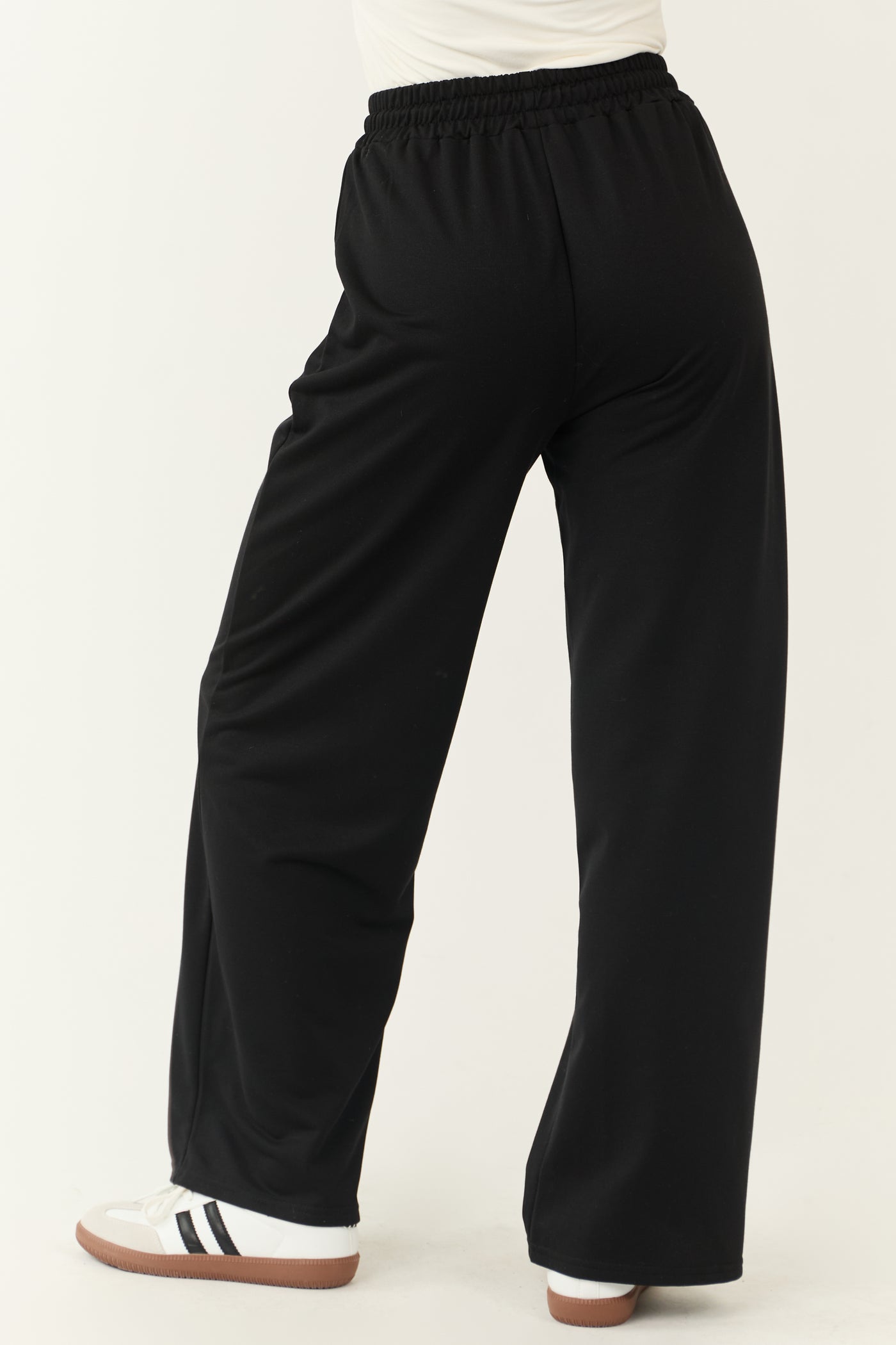 Black Wide Leg Drawstring Sweatpants