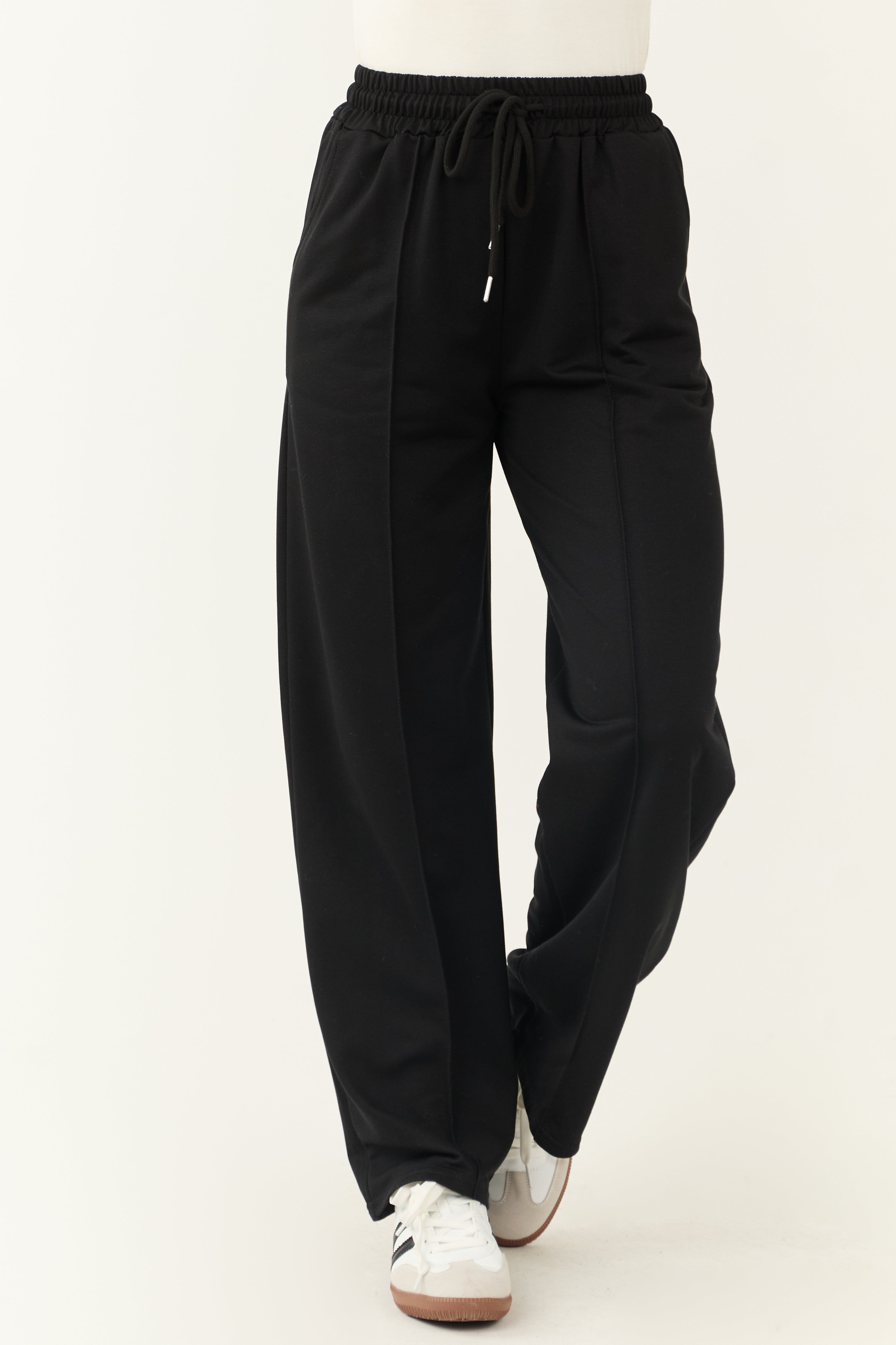 Black Wide Leg Drawstring Sweatpants