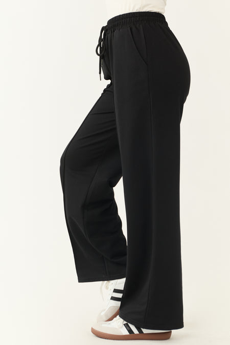 Black Wide Leg Drawstring Sweatpants