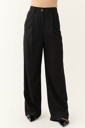 Black Wide Leg High Waisted Dress Pants