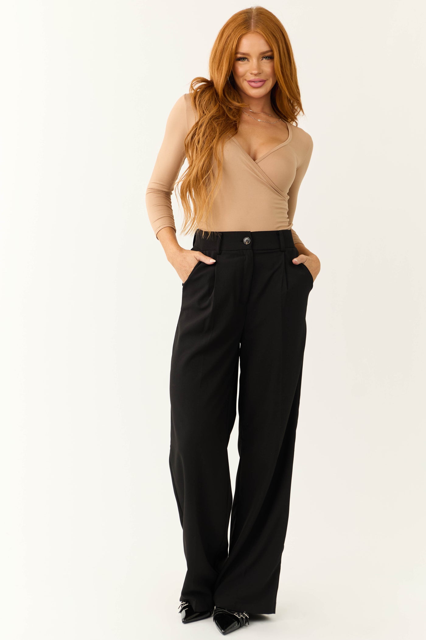 Black Wide Leg High Waisted Dress Pants