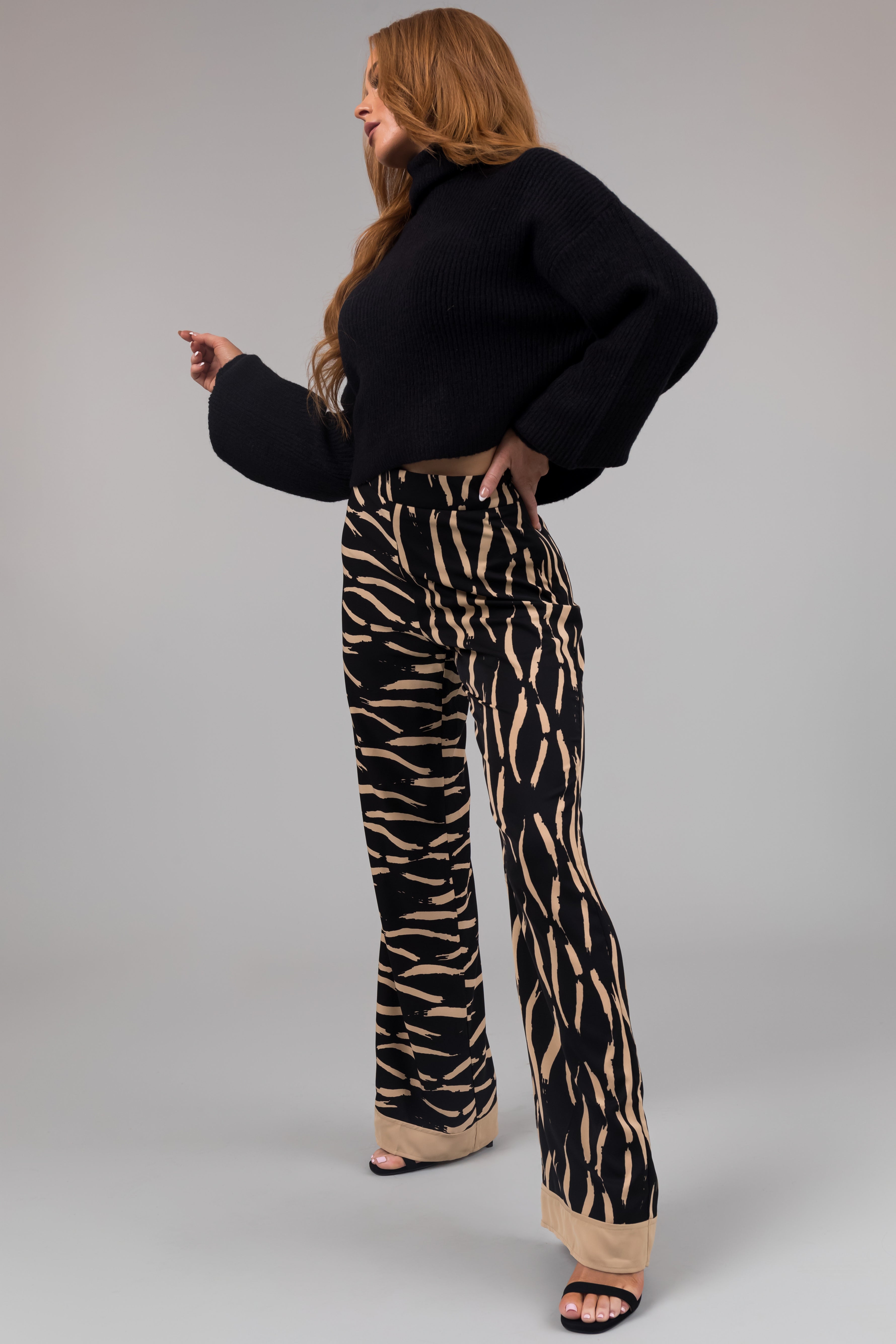 Black and Beige Zebra Print Pants