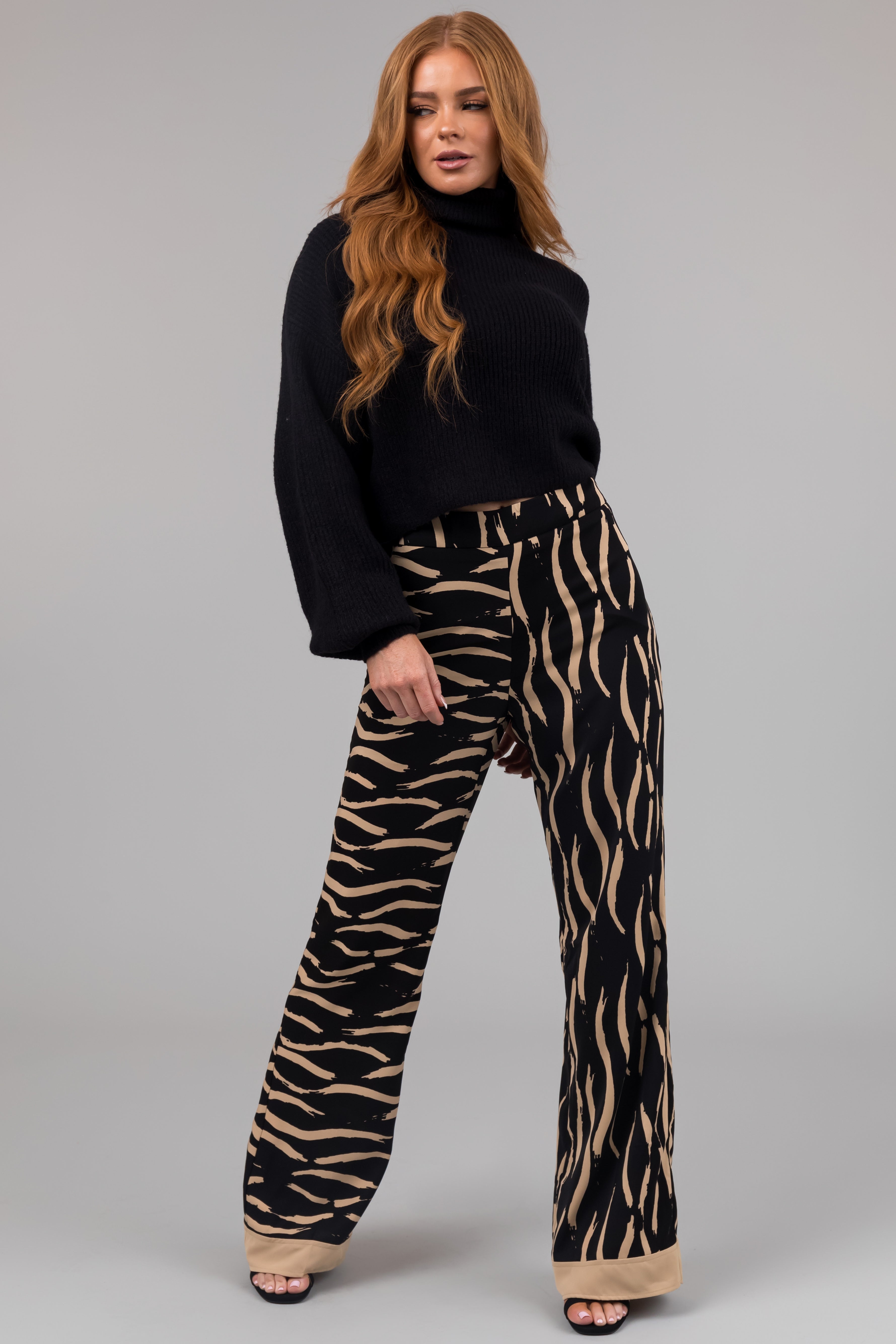 Black and Beige Zebra Print Pants