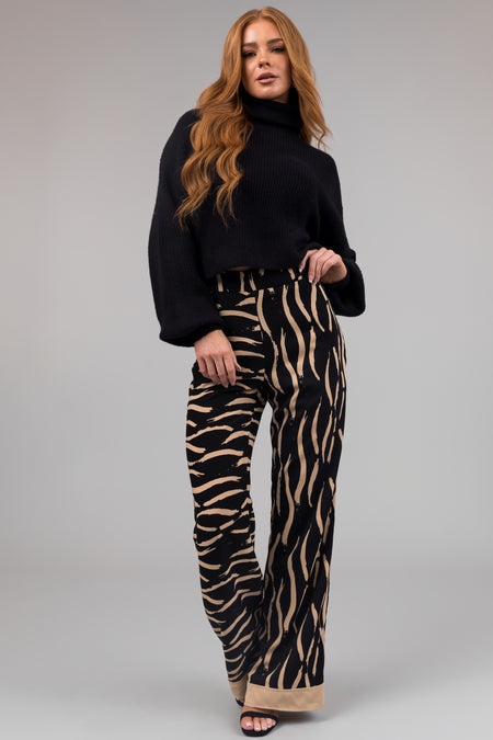 Black and Beige Zebra Print Pants