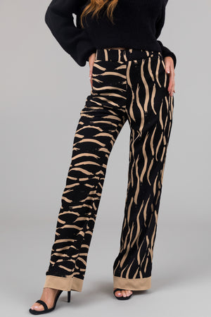 Black and Beige Zebra Print Pants