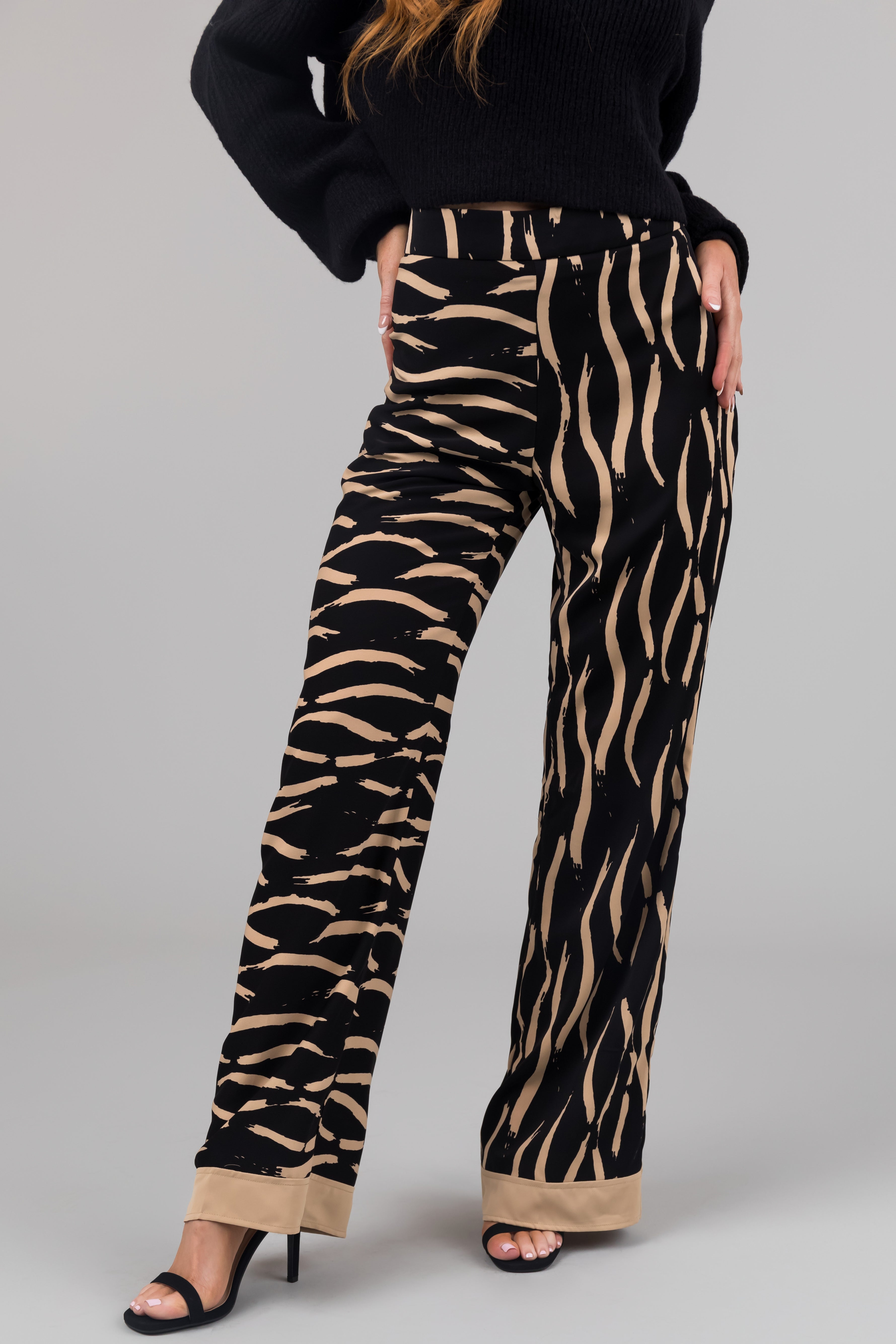 Black and Beige Zebra Print Pants