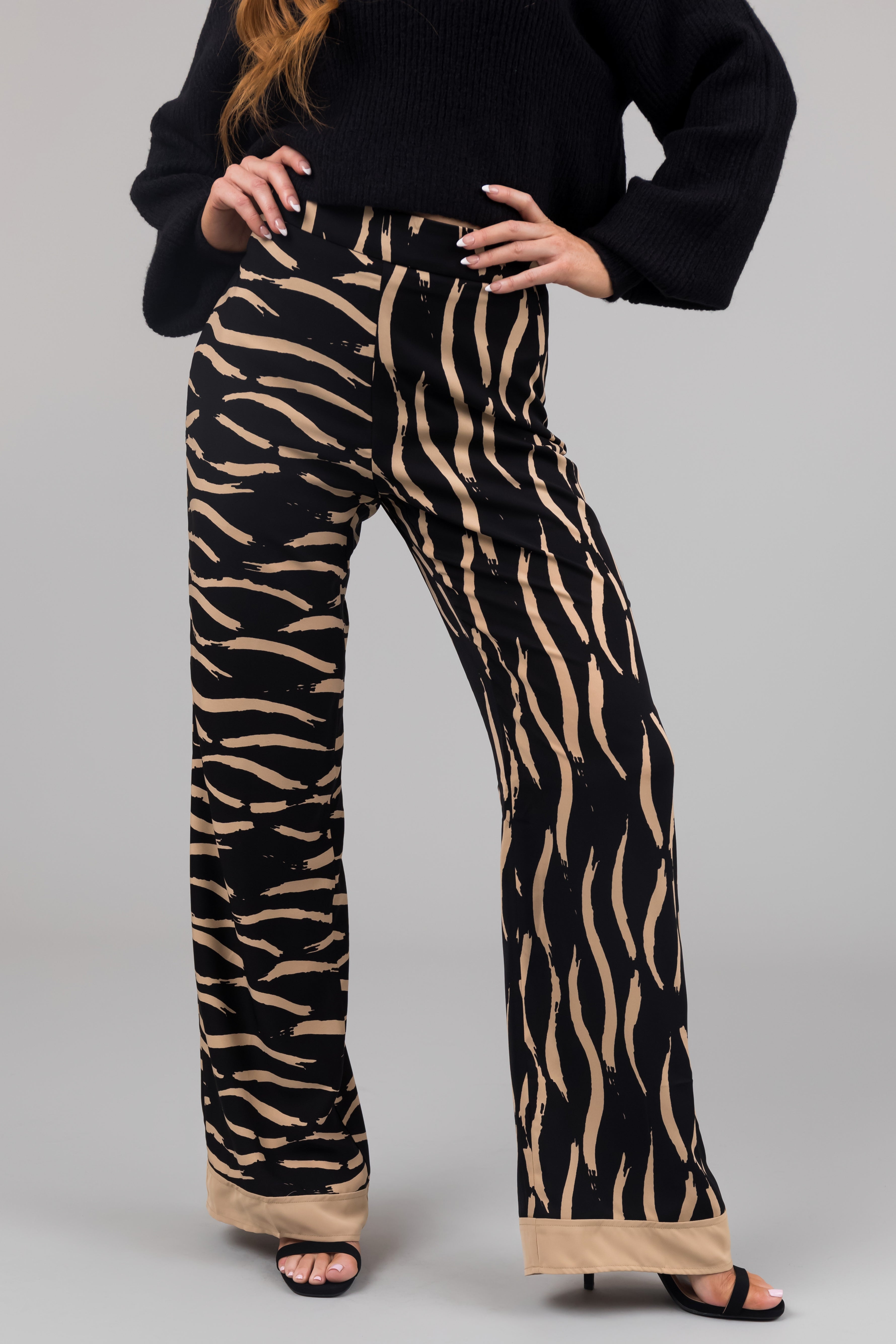 Black and Beige Zebra Print Pants