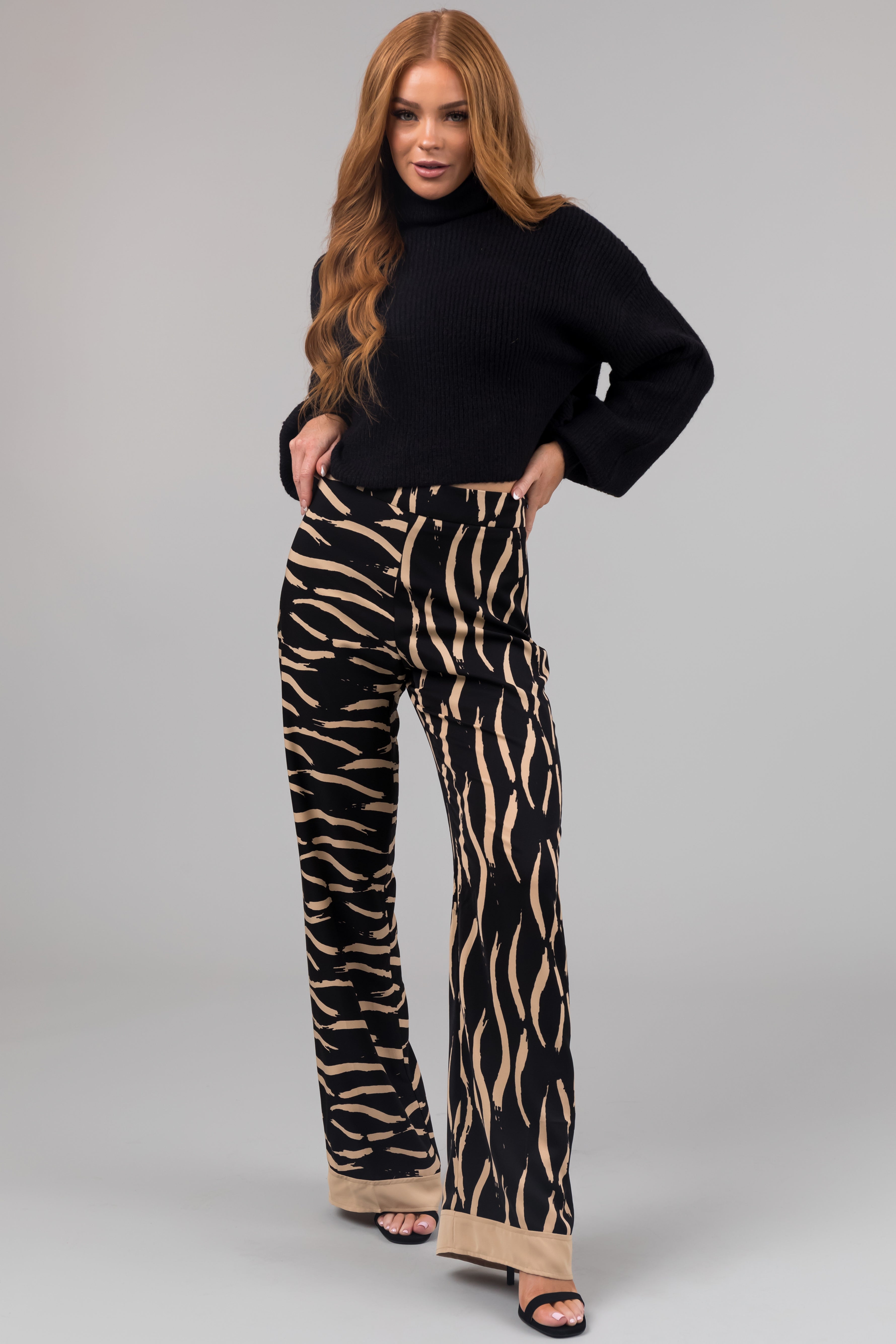 Black and Beige Zebra Print Pants