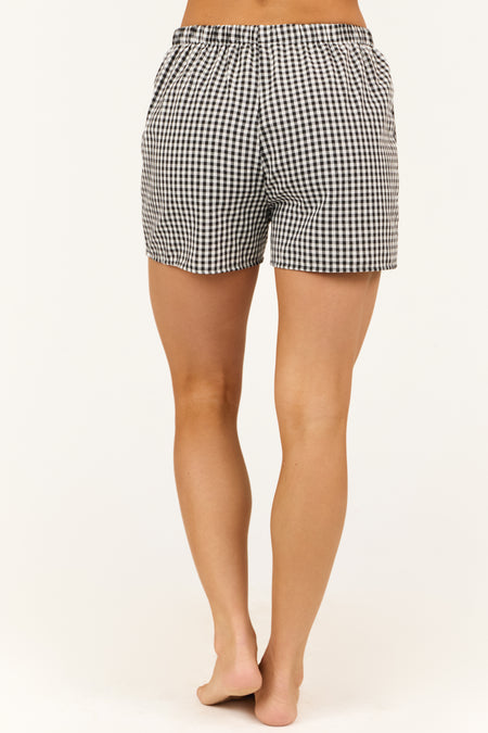 Black and Ivory Gingham High Waist Shorts