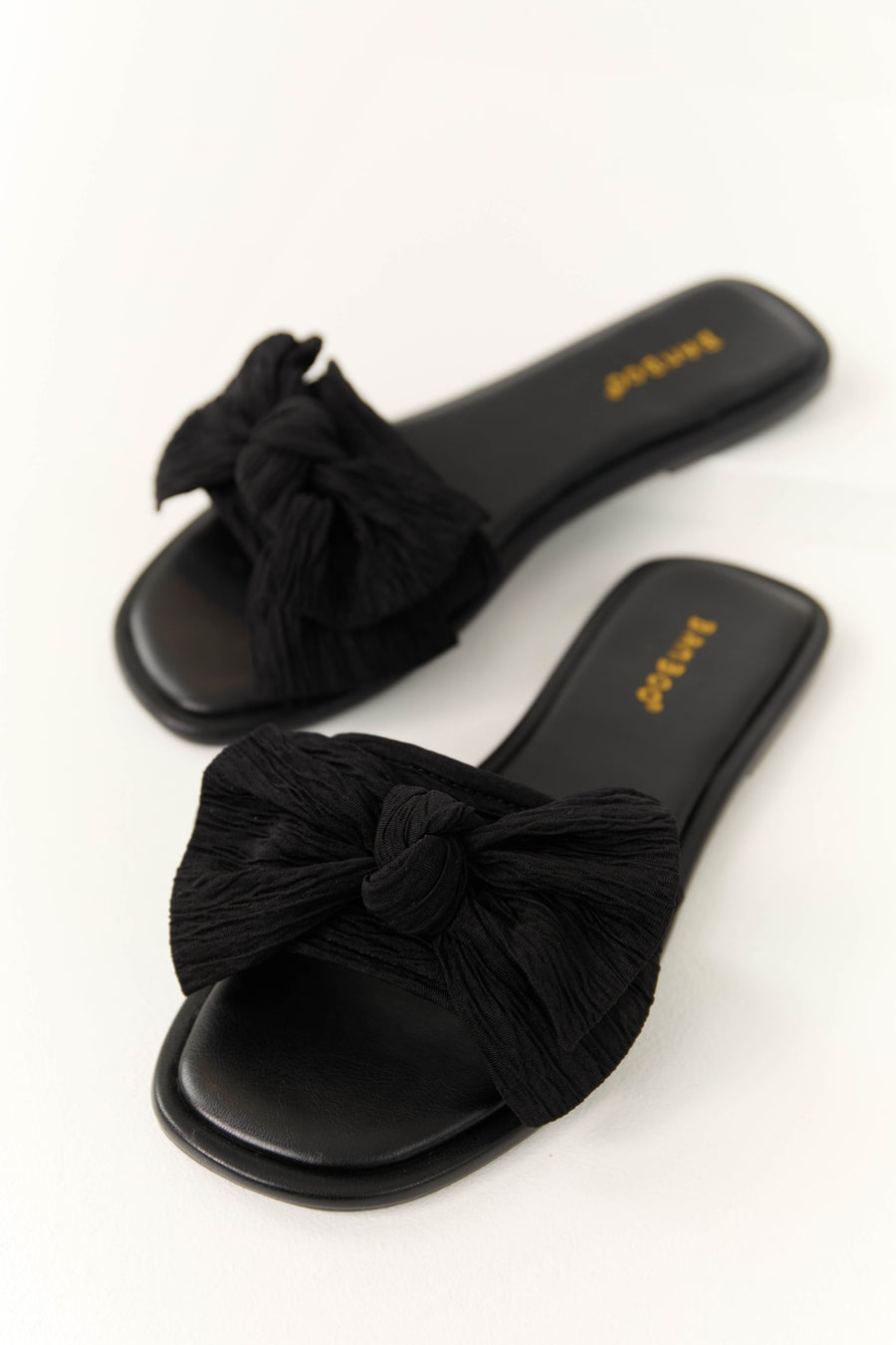 Black Bow Slide On Open Toe Sandals