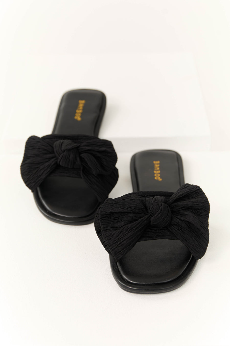 Black Bow Slide On Open Toe Sandals