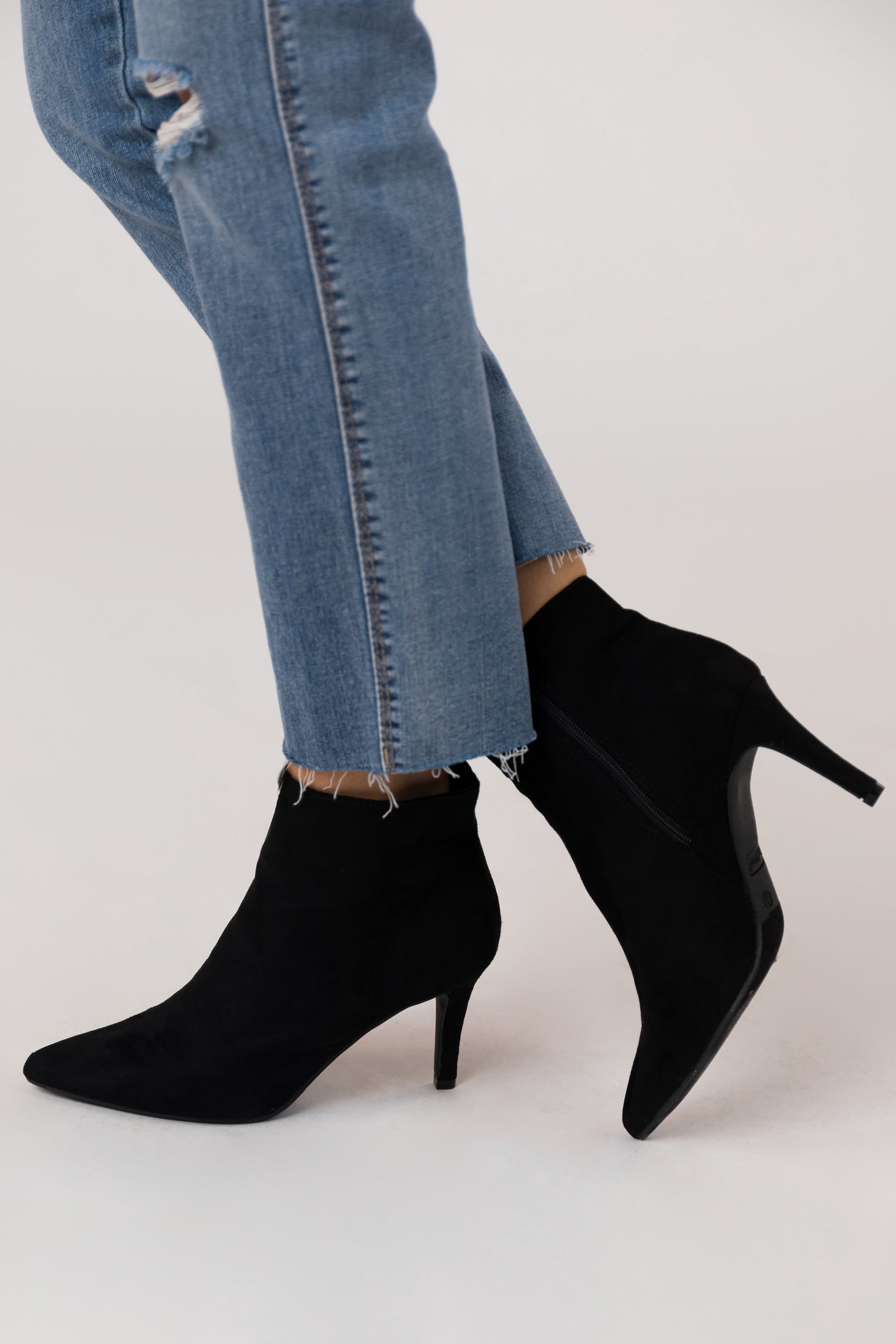 Black Faux Suede High Point Ankle Boot