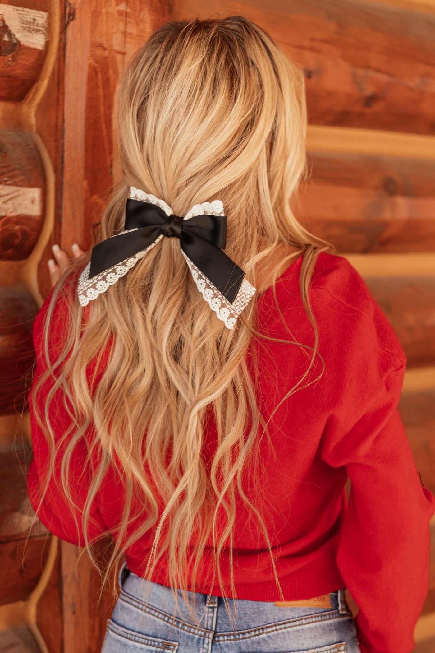 Black Lace Bow Barrette Style Hair Clip