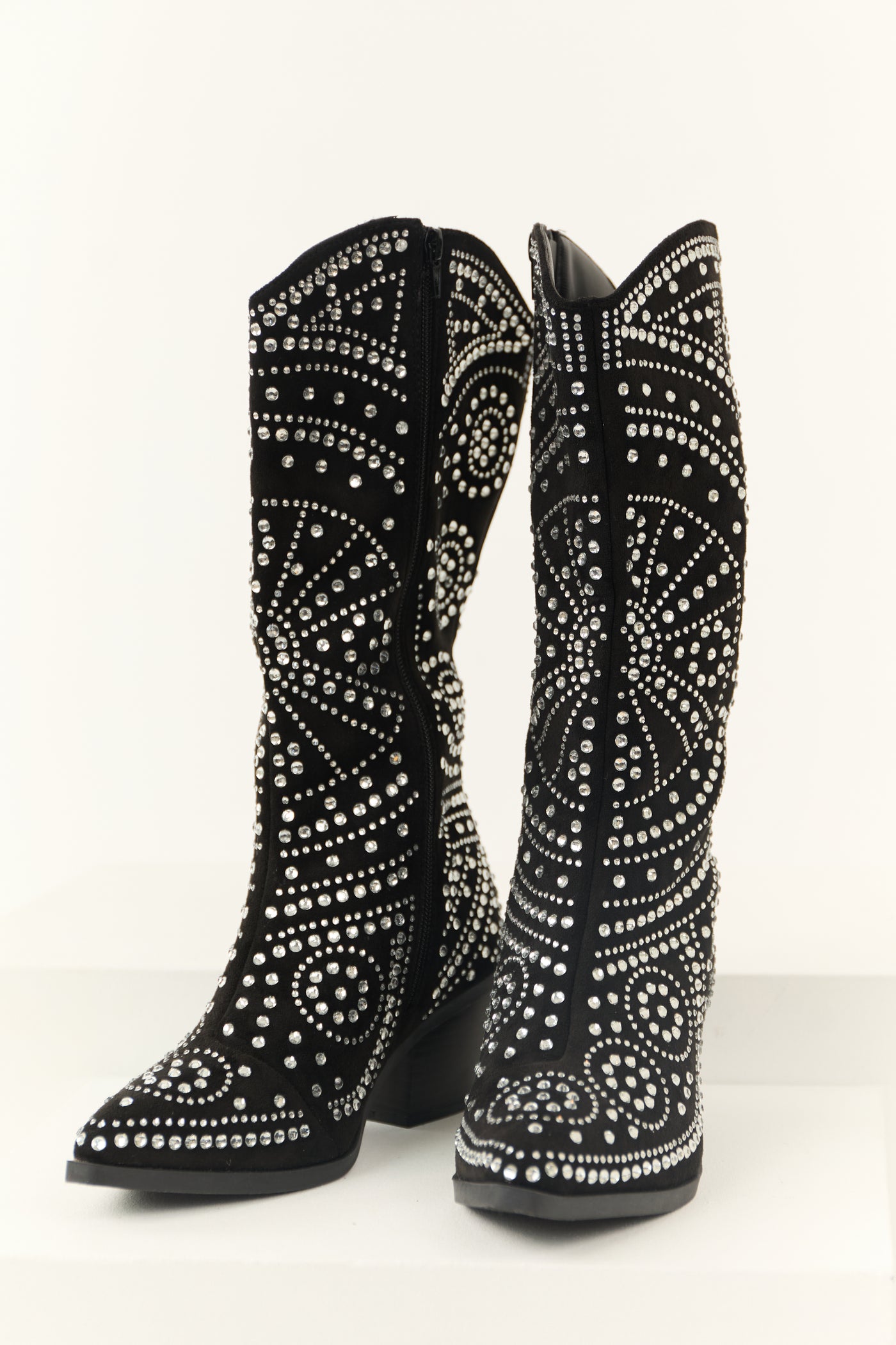 Black Rhinestone Studded Western Boots