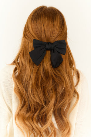 Black Satin Oversize Bow Hair Clip