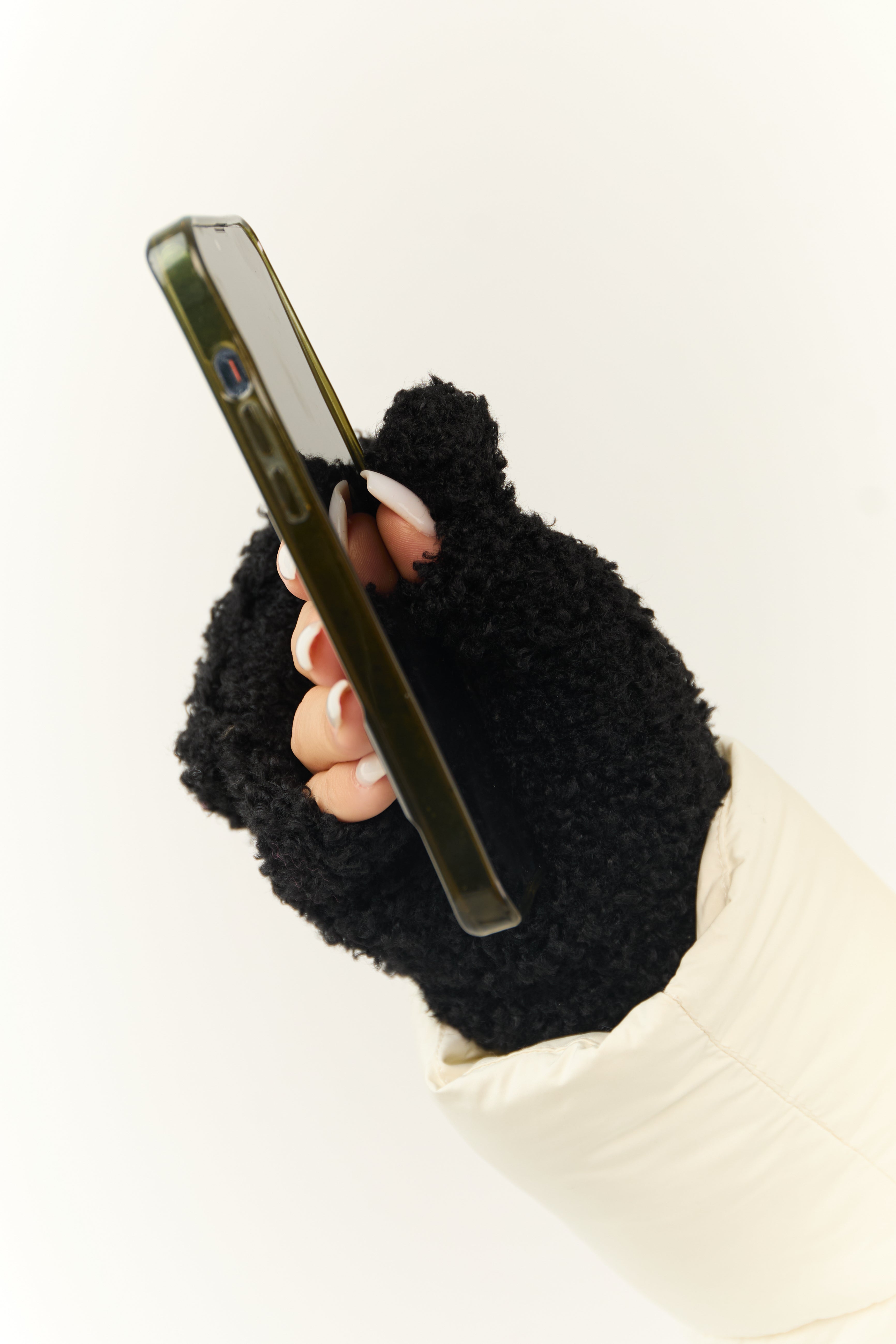 Black Sherpa Foldable Option Mittens