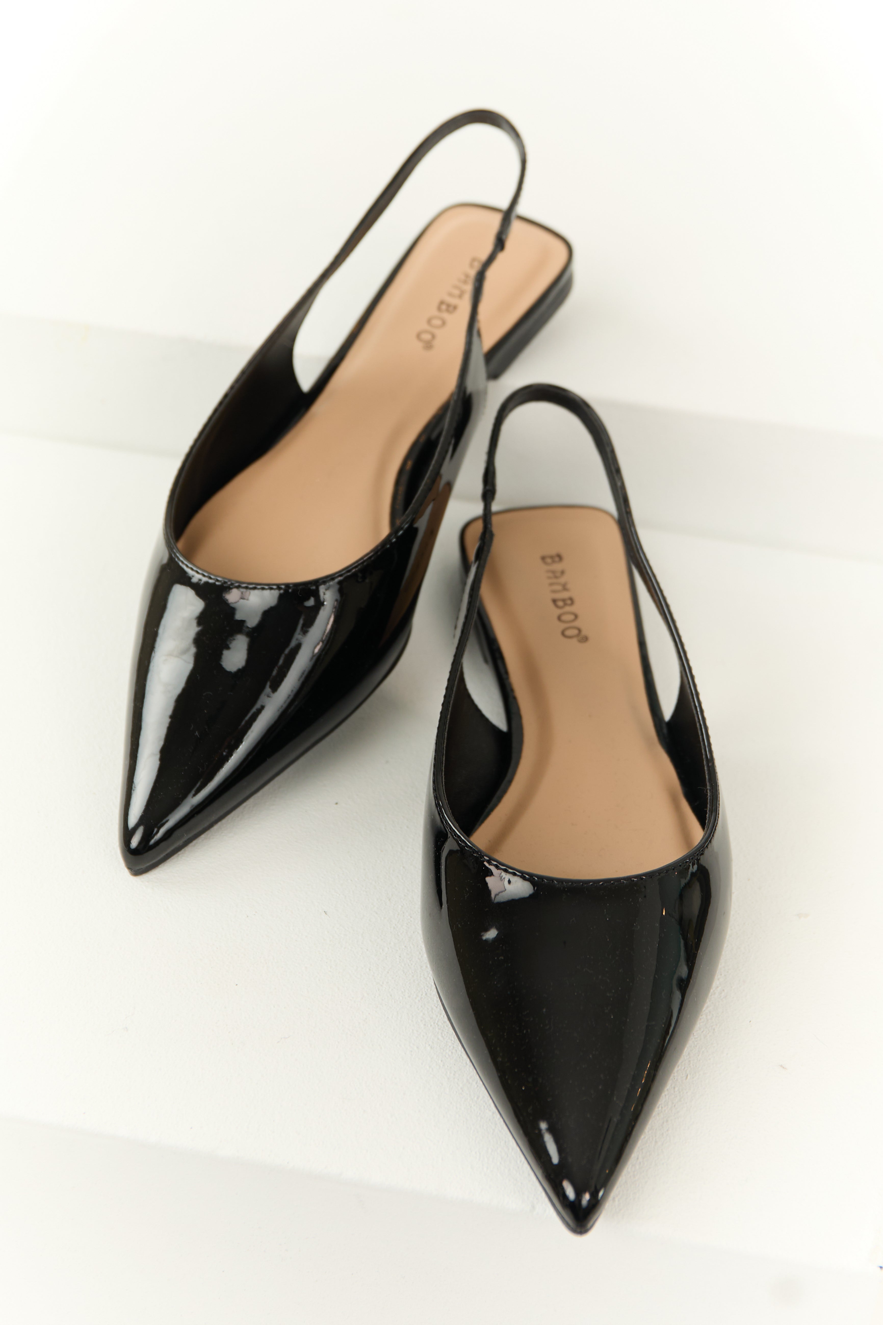 Black Slingback Pointed Toe Flats