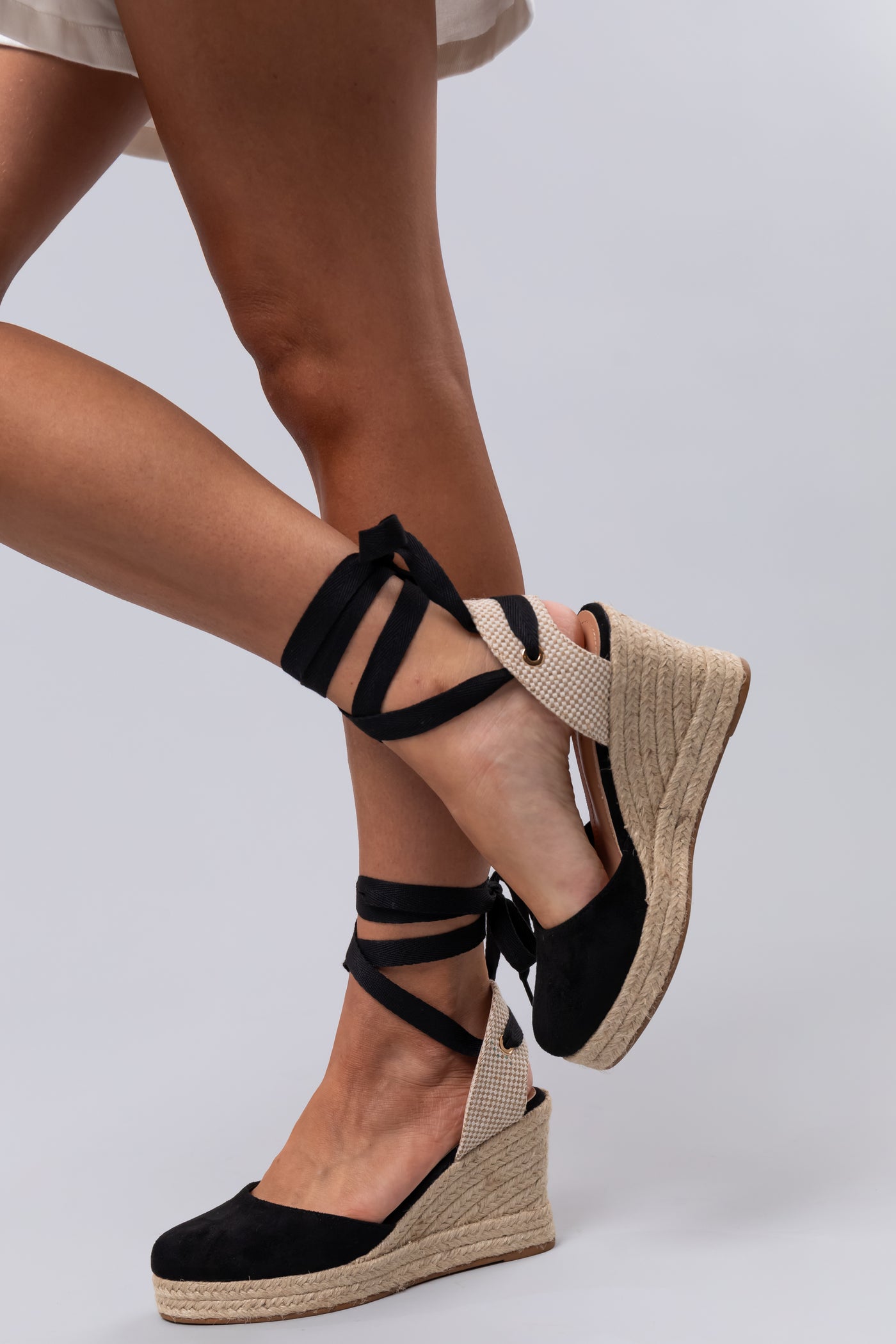 Black Suede Closed Toe Espadrille Wedges | Lime Lush