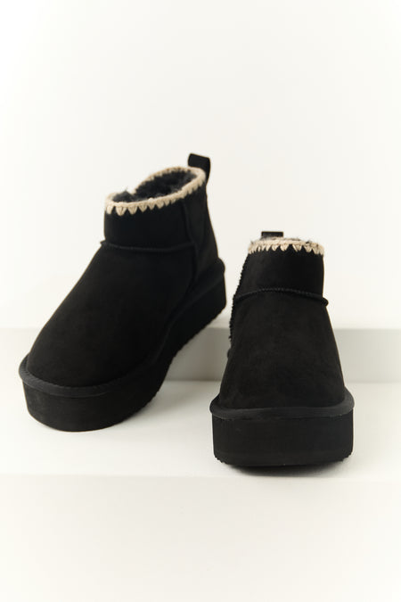 Black Suede Platform Ankle Boots