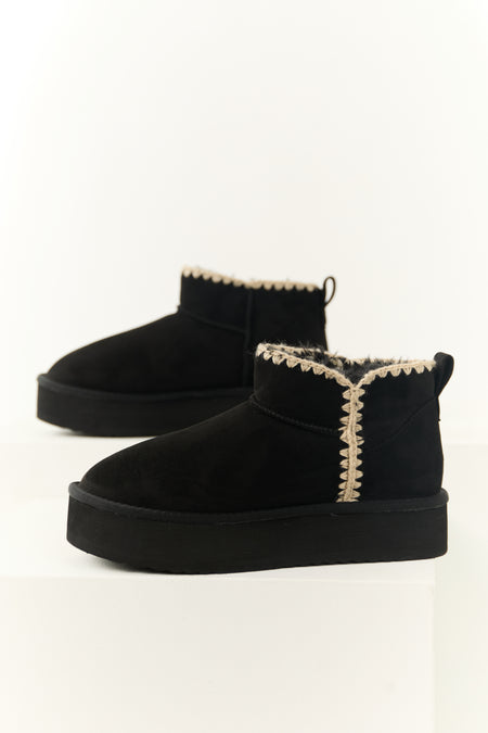 Black Suede Platform Ankle Boots