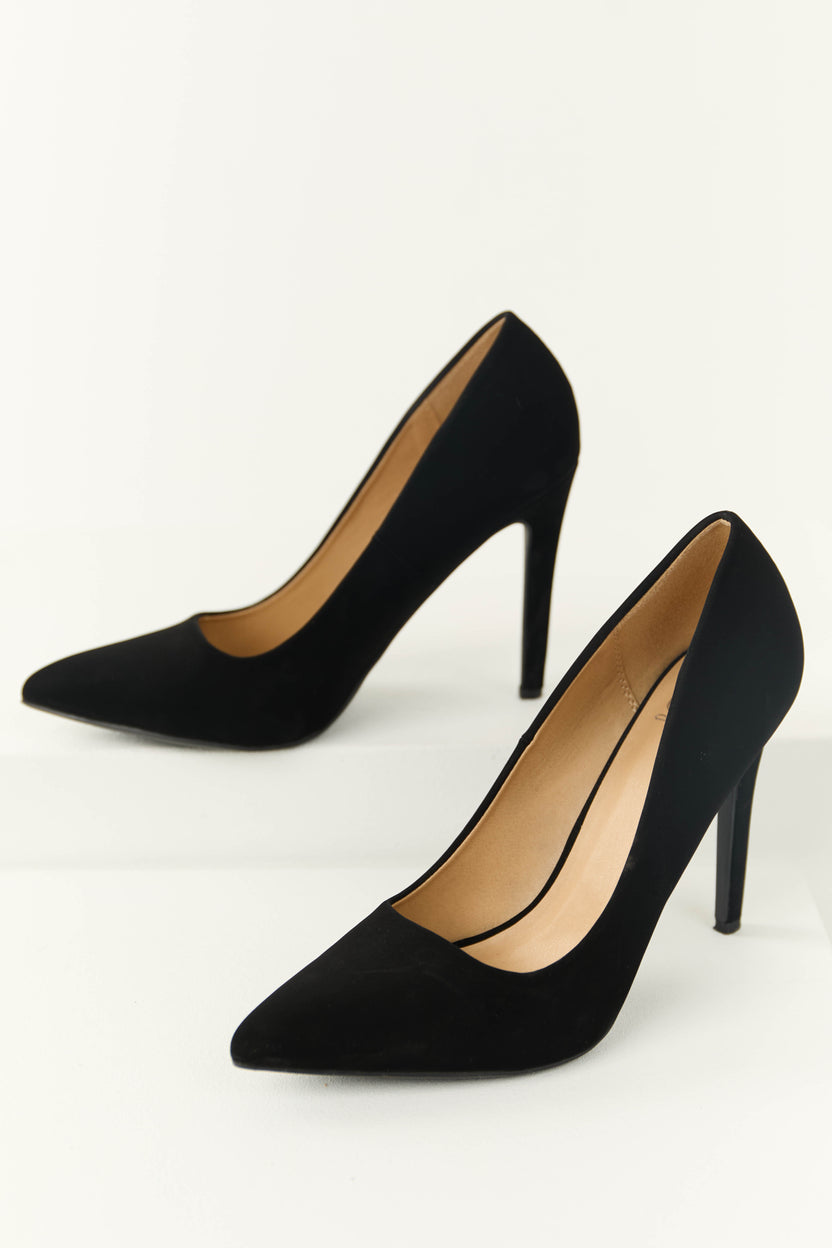 Black Suede Pointed Toe High Heel Pumps