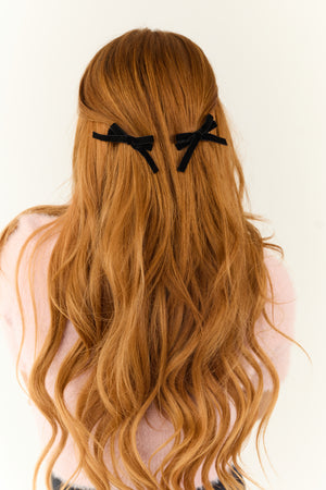 Black Velvet Bow Hair Clip Set of 2